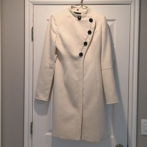 Rachel Zoe cream coat with black buttons